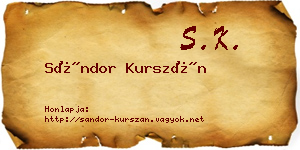 Sándor Kurszán névjegykártya